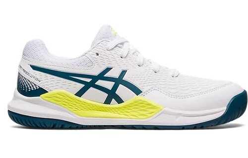 Asics Gel Resolution 9 GS Junior Tennis Shoe (White/Restful Teal)