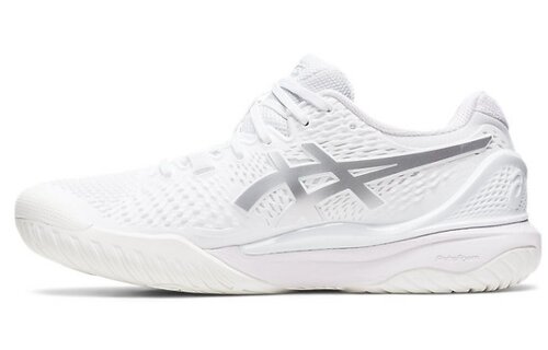 Asics Gel Resolution 9 Women's Tennis Shoe (White/Pure Silver)