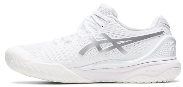 Asics Gel Resolution 9 Women's Tennis Shoe (White/Pure Silver)