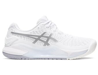 Asics Gel Resolution 9 Women's Tennis Shoe (White/Pure Silver)
