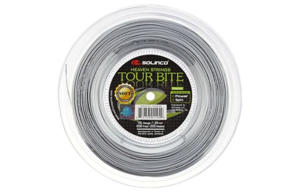 Solinco Tour Bite Soft 16L/1.25 Tennis String Reel (Silver)