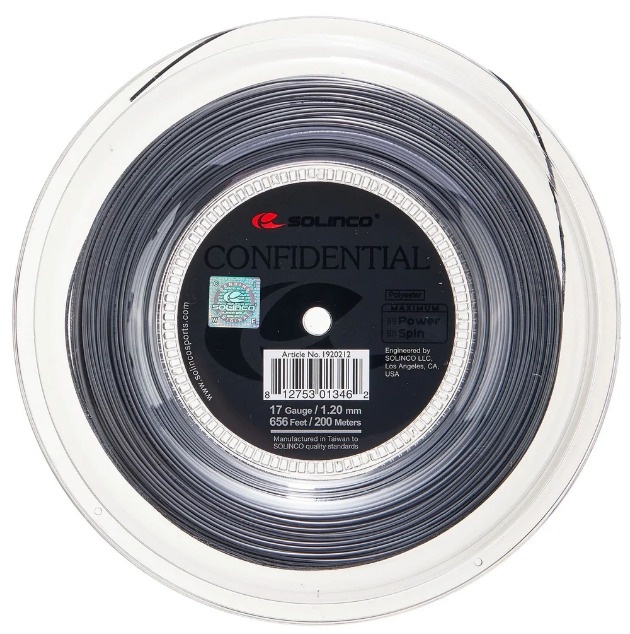 Solinco Confidential 17/1.20 Tennis String Reel (Gray)