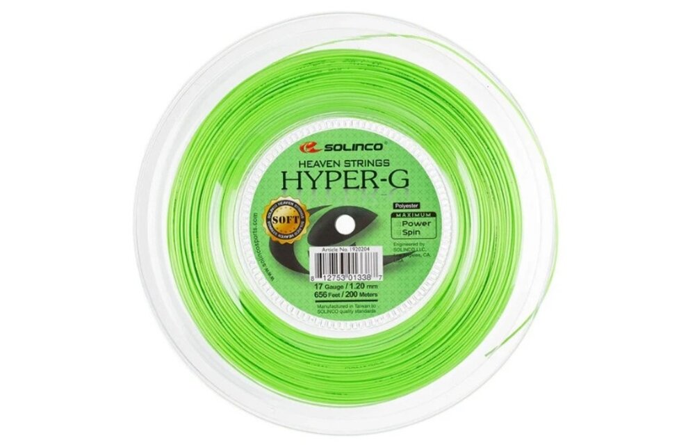 Solinco Hyper-G Soft 17/1.20 Tennis String Reel (Green)