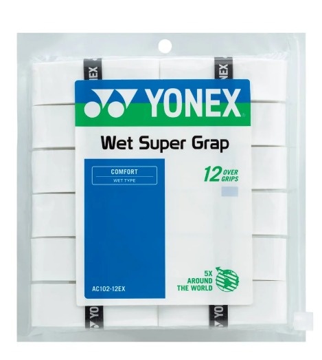 Yonex Wet Super Grap Overgrip 12 Pack (White)