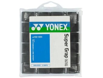 Yonex Wet Super Grap Overgrip 12 Pack (Black)
