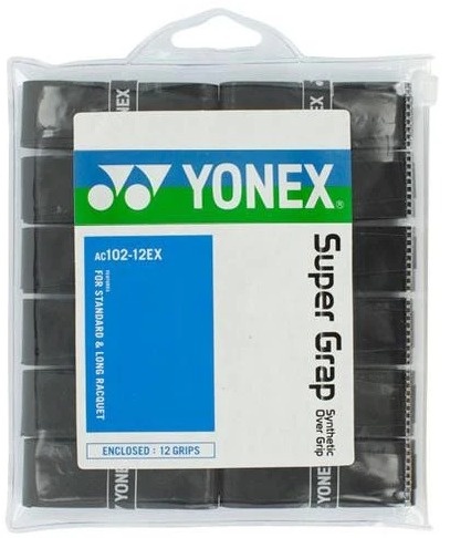 Yonex Wet Super Grap Overgrip 12 Pack (Black)