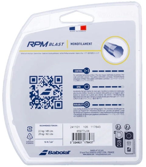 Babolat RPM Blast 17/1.25 Tennis String (Black)