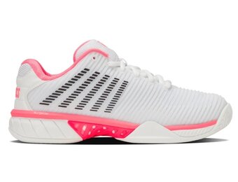 K-Swiss Hypercourt Express 2 Women's Tennis Shoe (White/Neon Pink/Black)