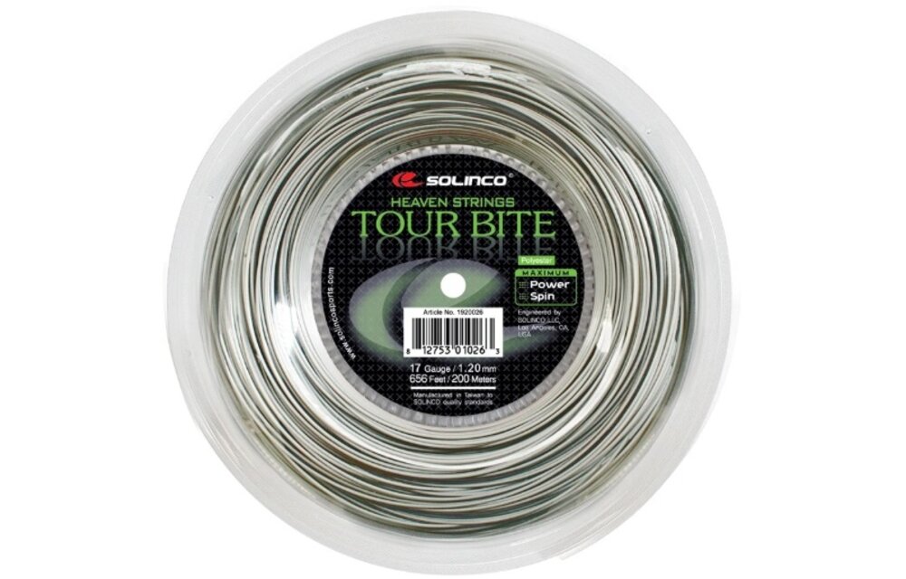 Solinco Tour Bite 17/1.20 Tennis String Reel (Silver)