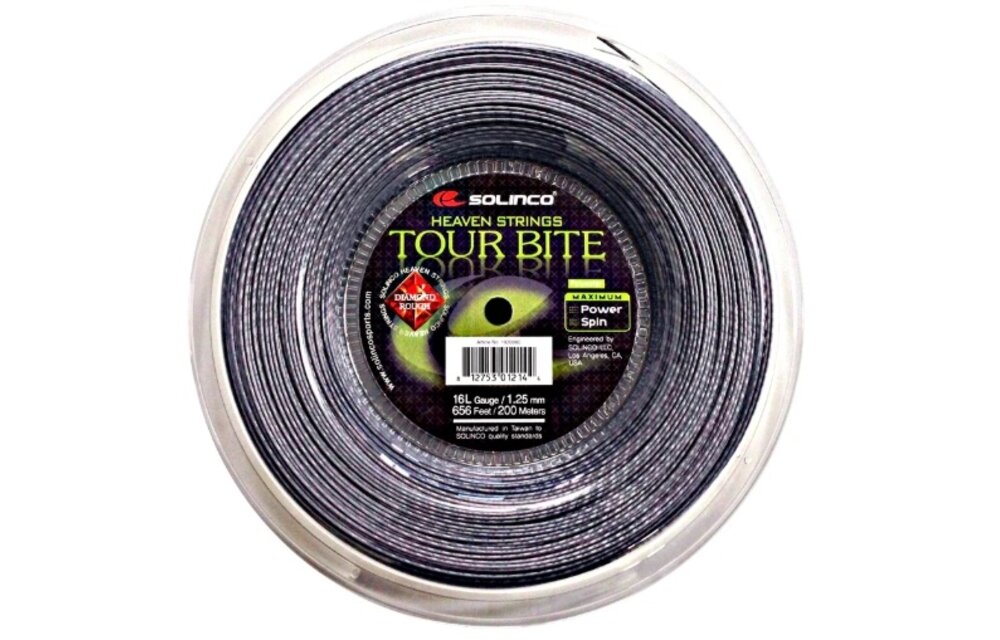 Solinco Tour Bite Diamond Rough 16L/1.25 Tennis String Reel (Silver)