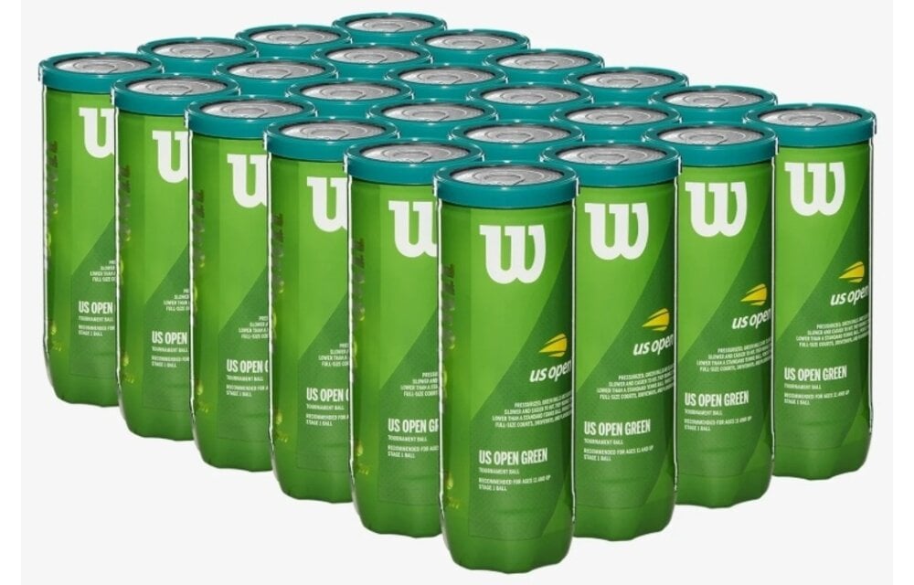 Wilson US Open Tournament 78' Green Junior Tennis Balls - 24 Can Case