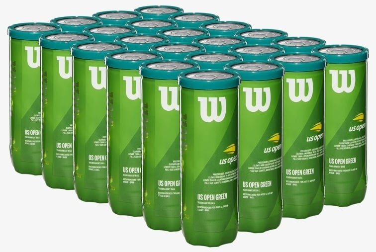 Wilson US Open Tournament 78' Green Junior Tennis Balls - 24 Can Case