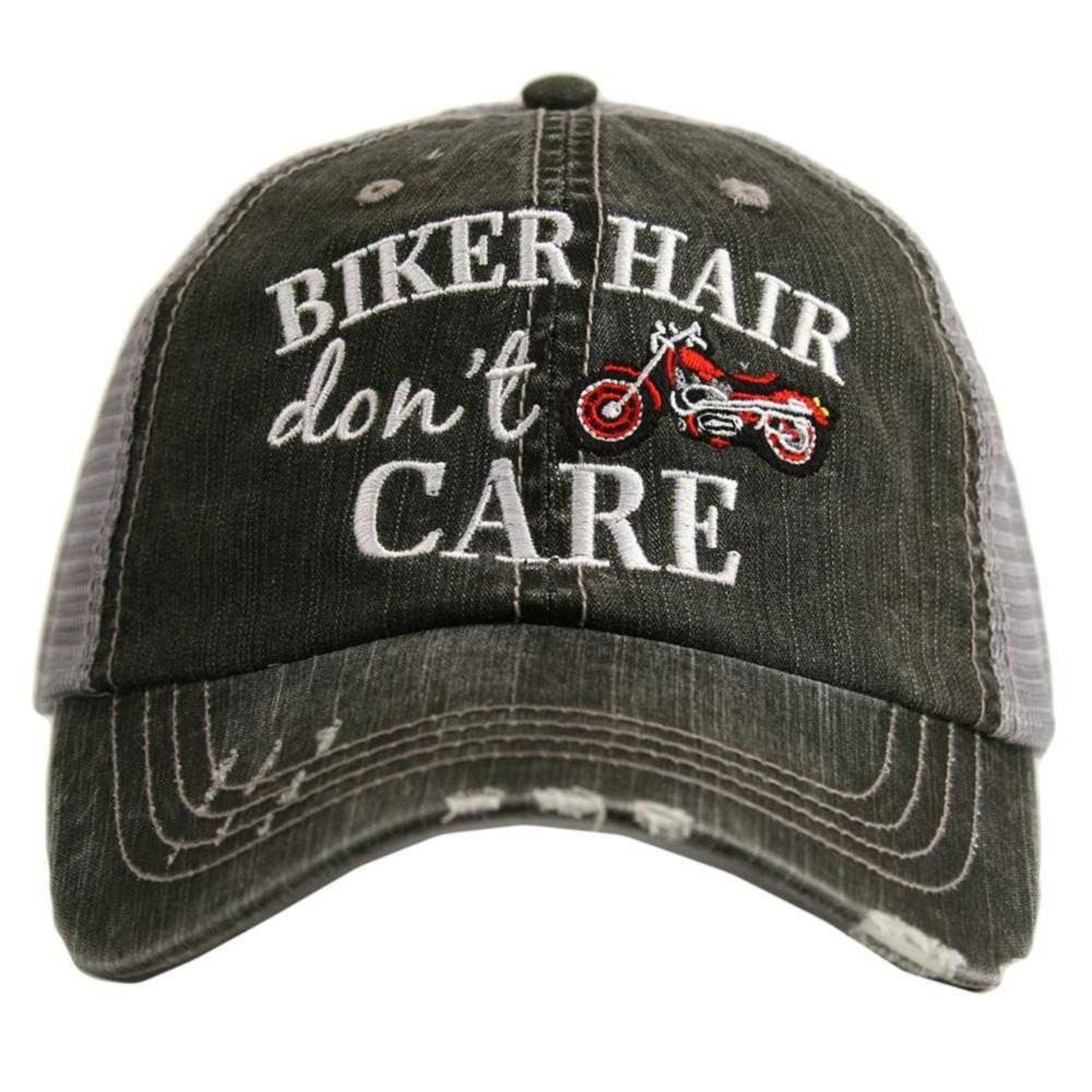 Katydid Biker Hair Trucker Hat Gray