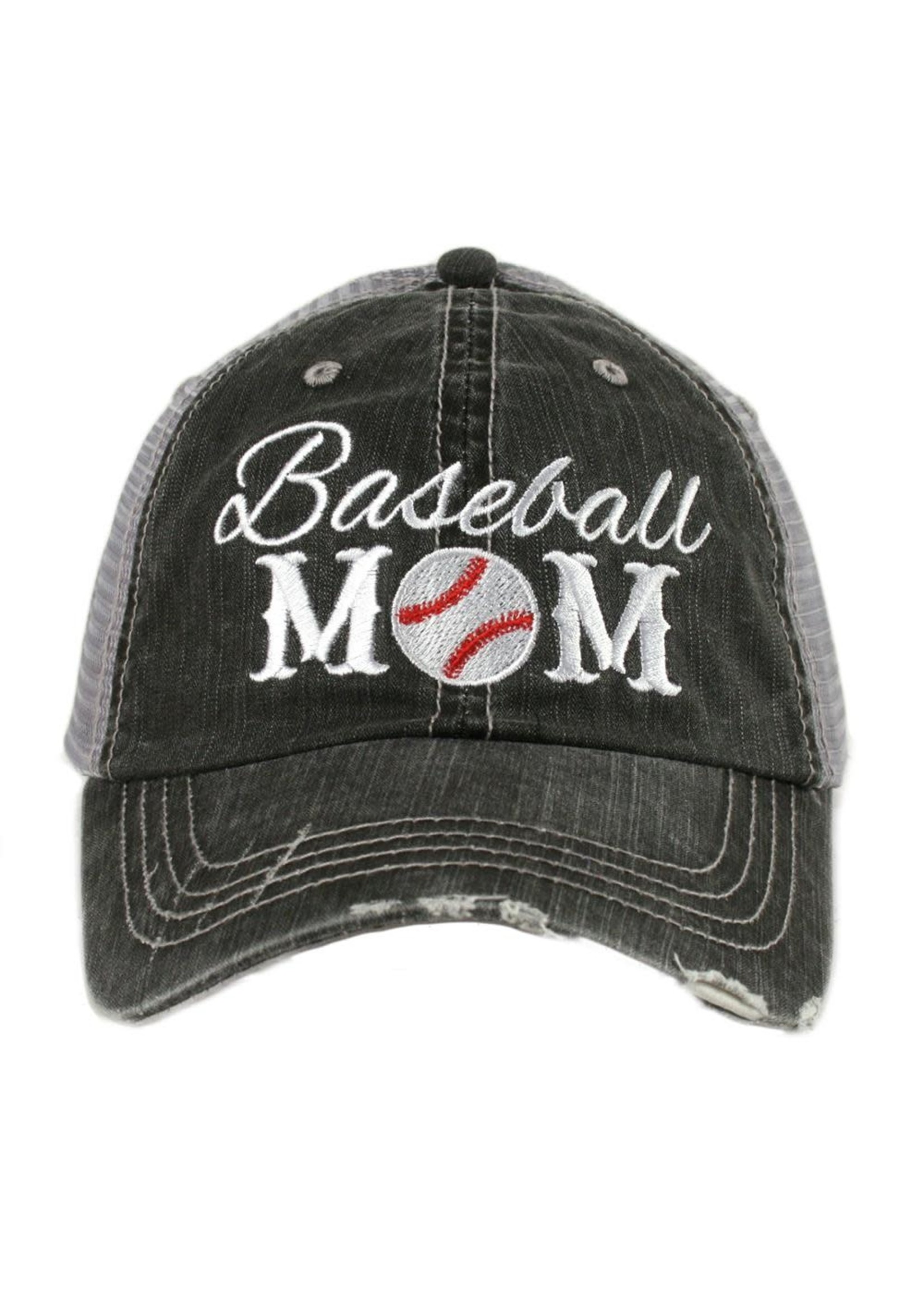 Katydid Baseball Mom Trucker Hat Gray
