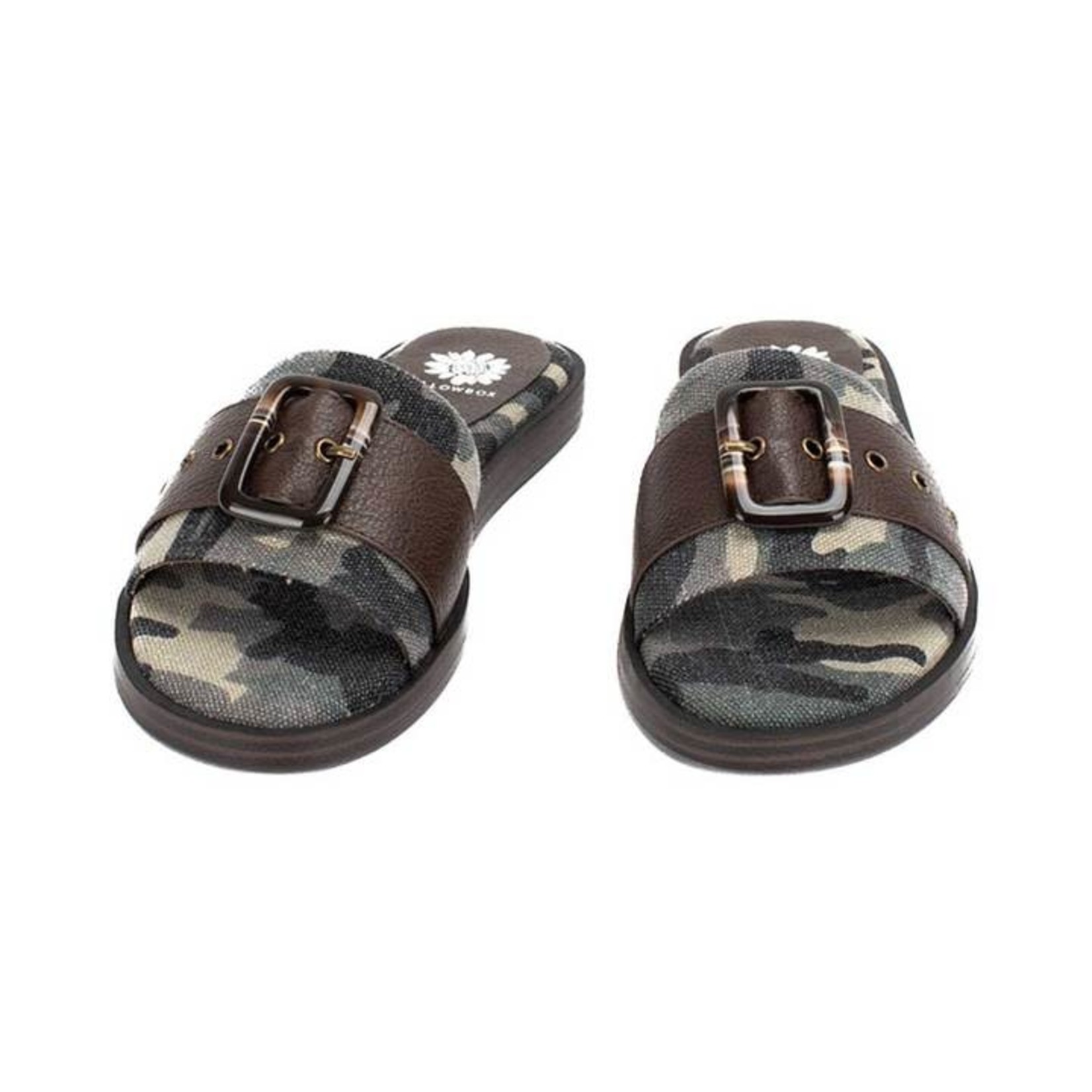 camo yellow box flip flops