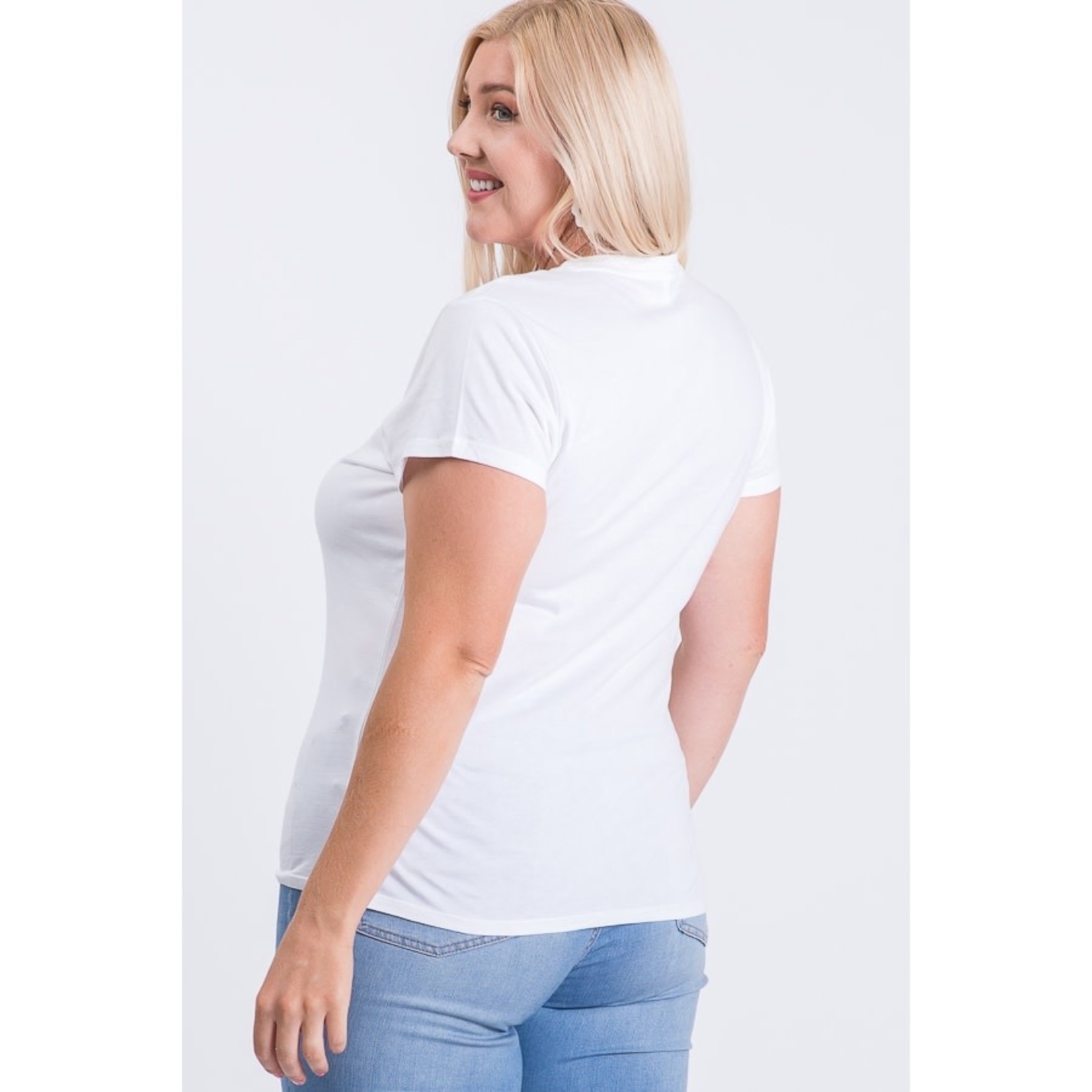 Basic Short Sleeve V-neck  T-Shirt Plus Size