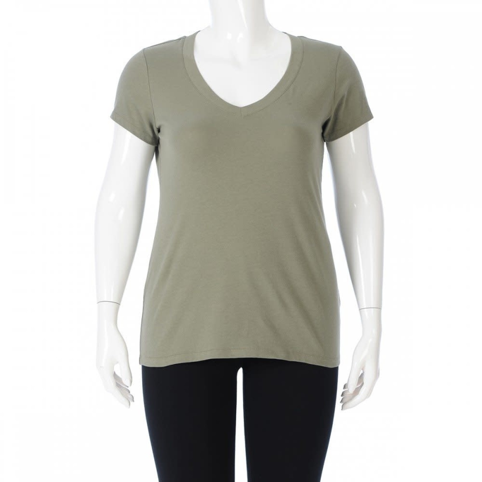 Basic Short Sleeve V-neck  T-Shirt Plus Size