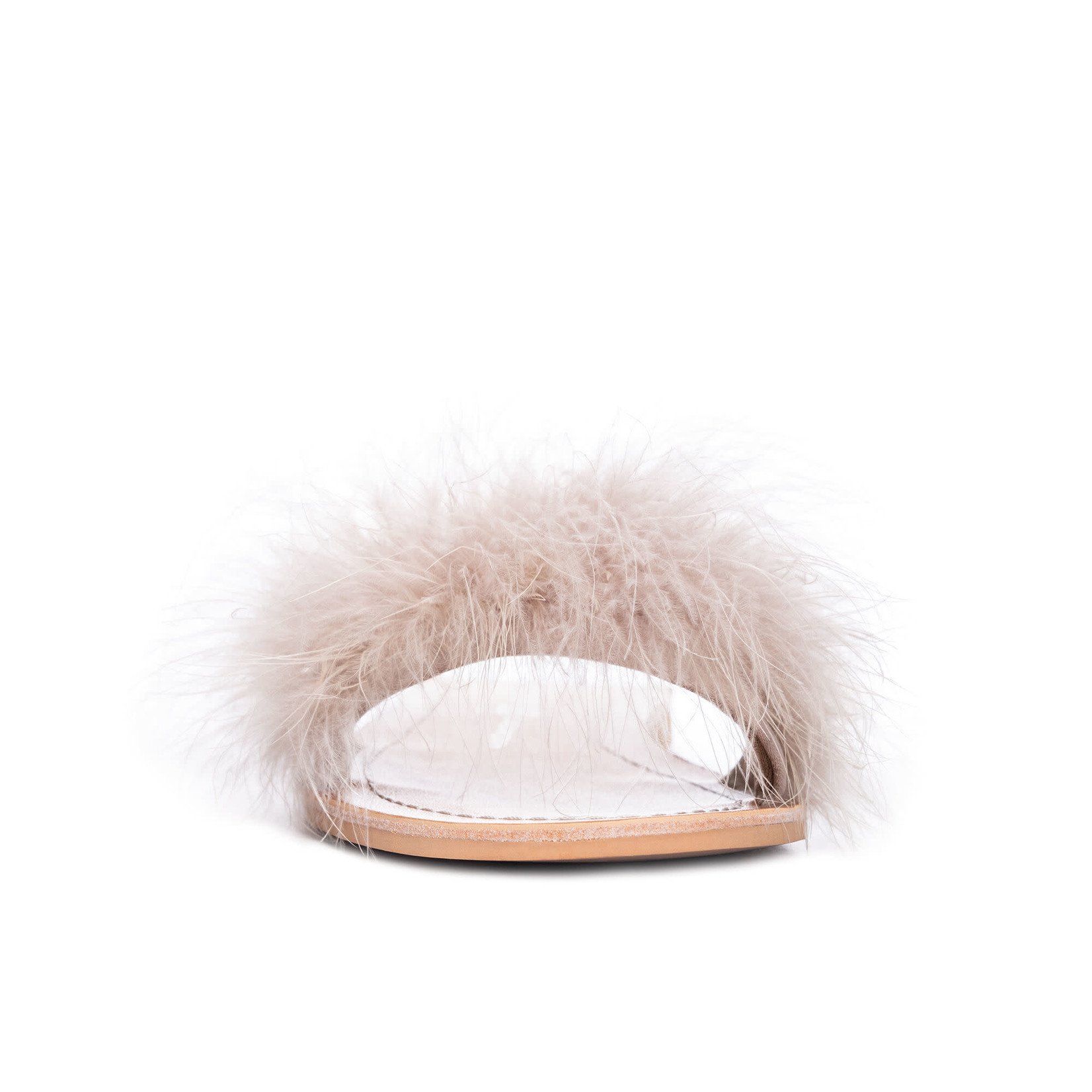 Chinese Laundry Zoey Taupe Marabou Feathers