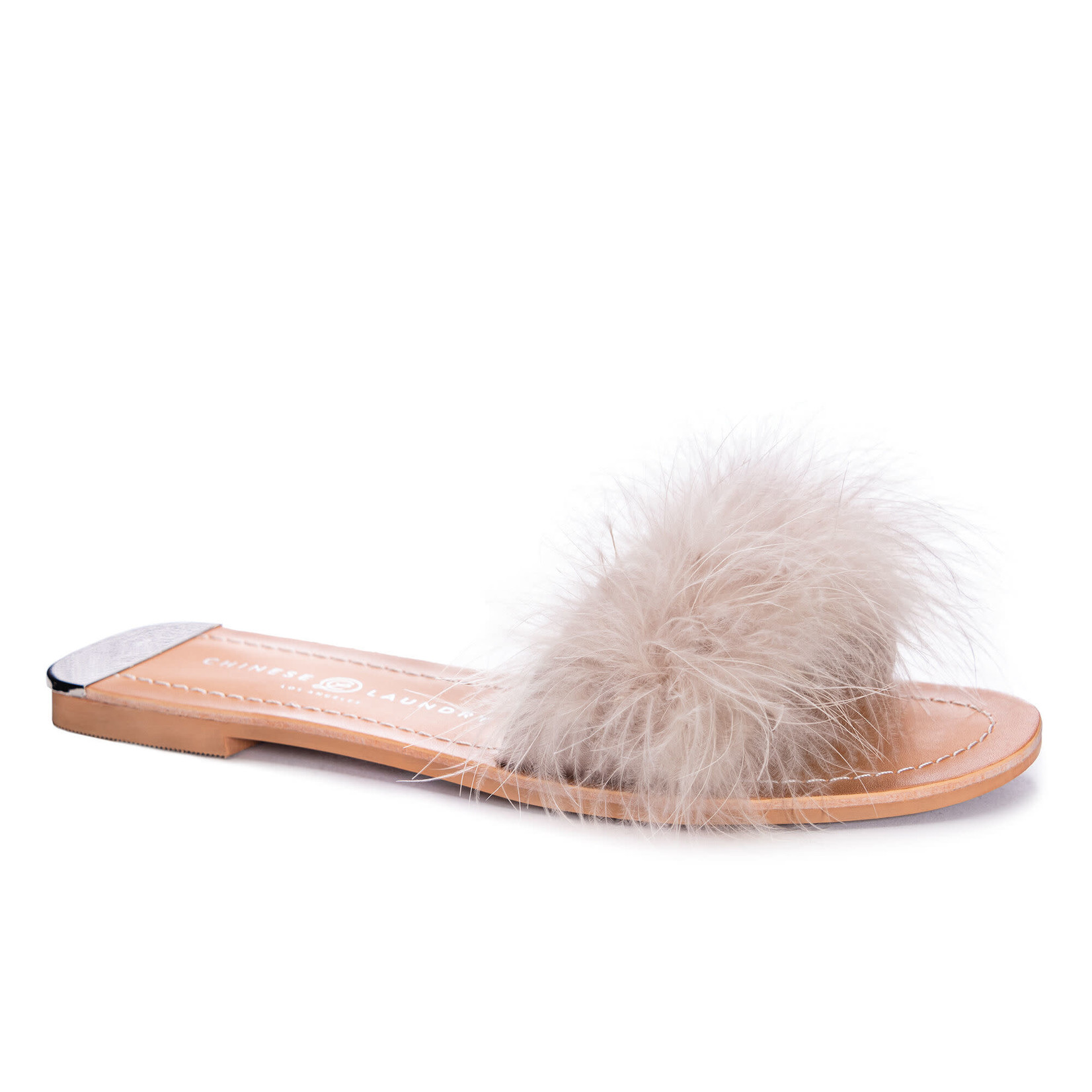 Chinese Laundry Zoey Taupe Marabou Feathers