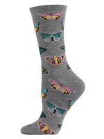 MeMoi Butterfly Gray Bamboo Crew Socks Mei Moi