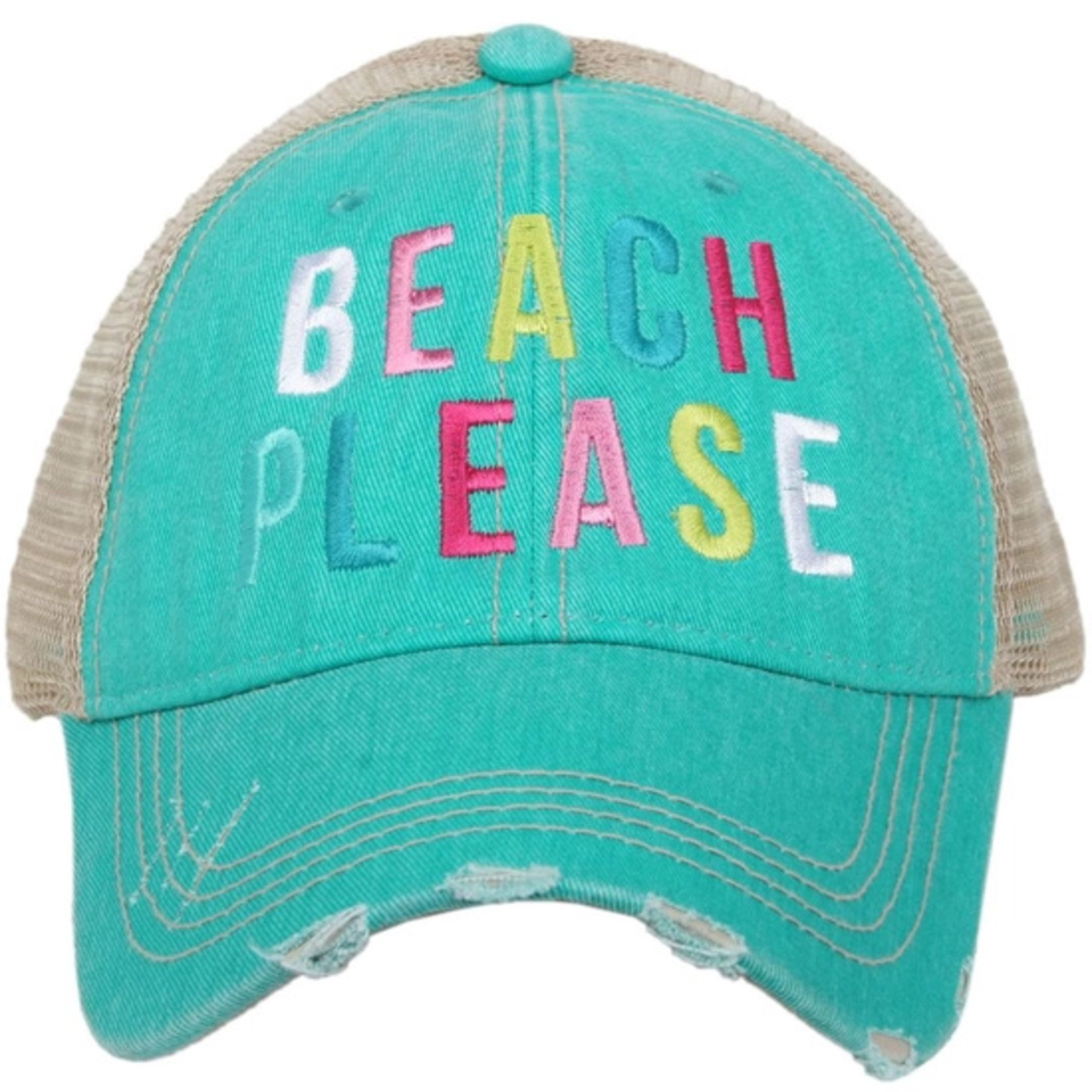 Katydid Beach Please Teal Trucker Hat