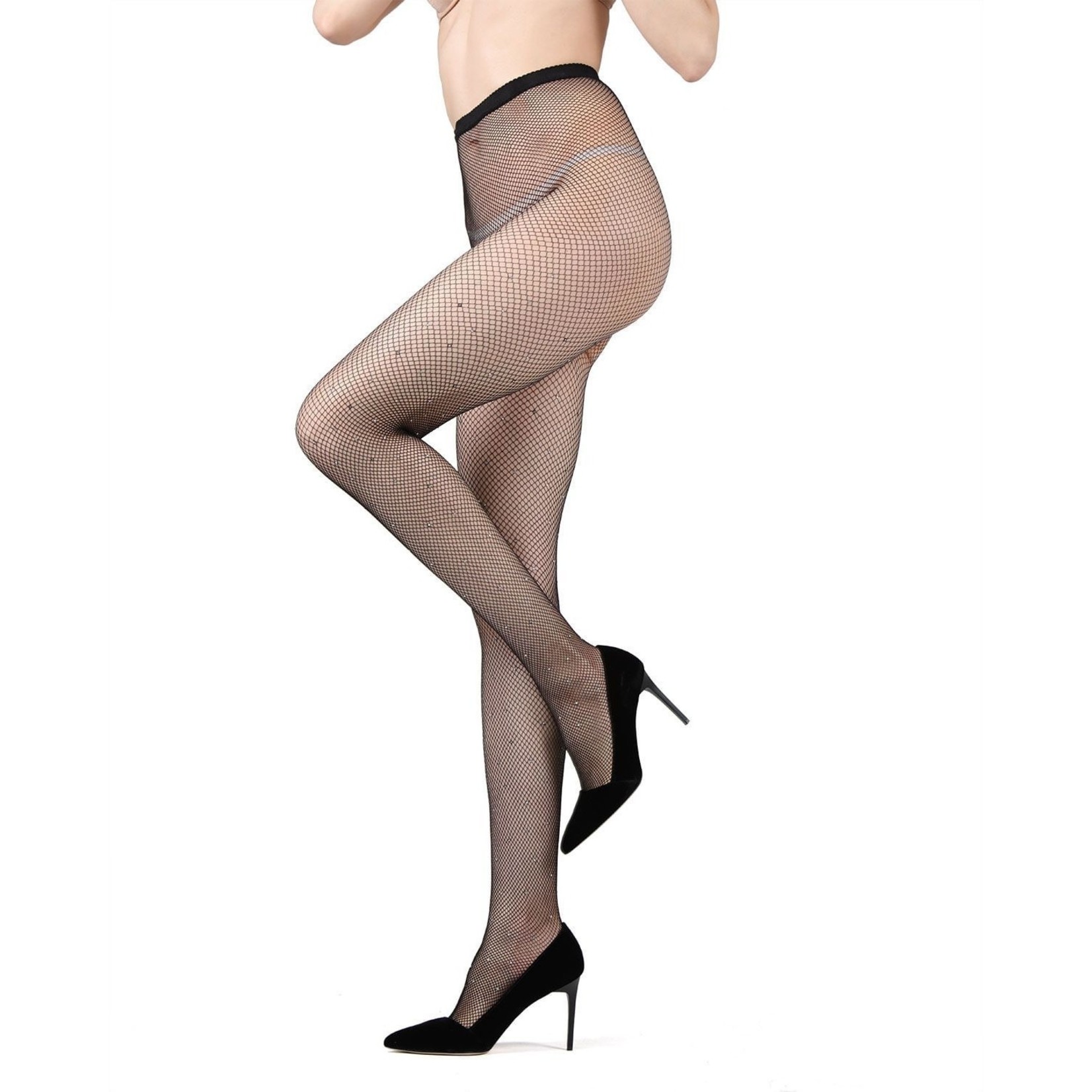 MeMoi Rhinestone Mini  Fishnet Tight