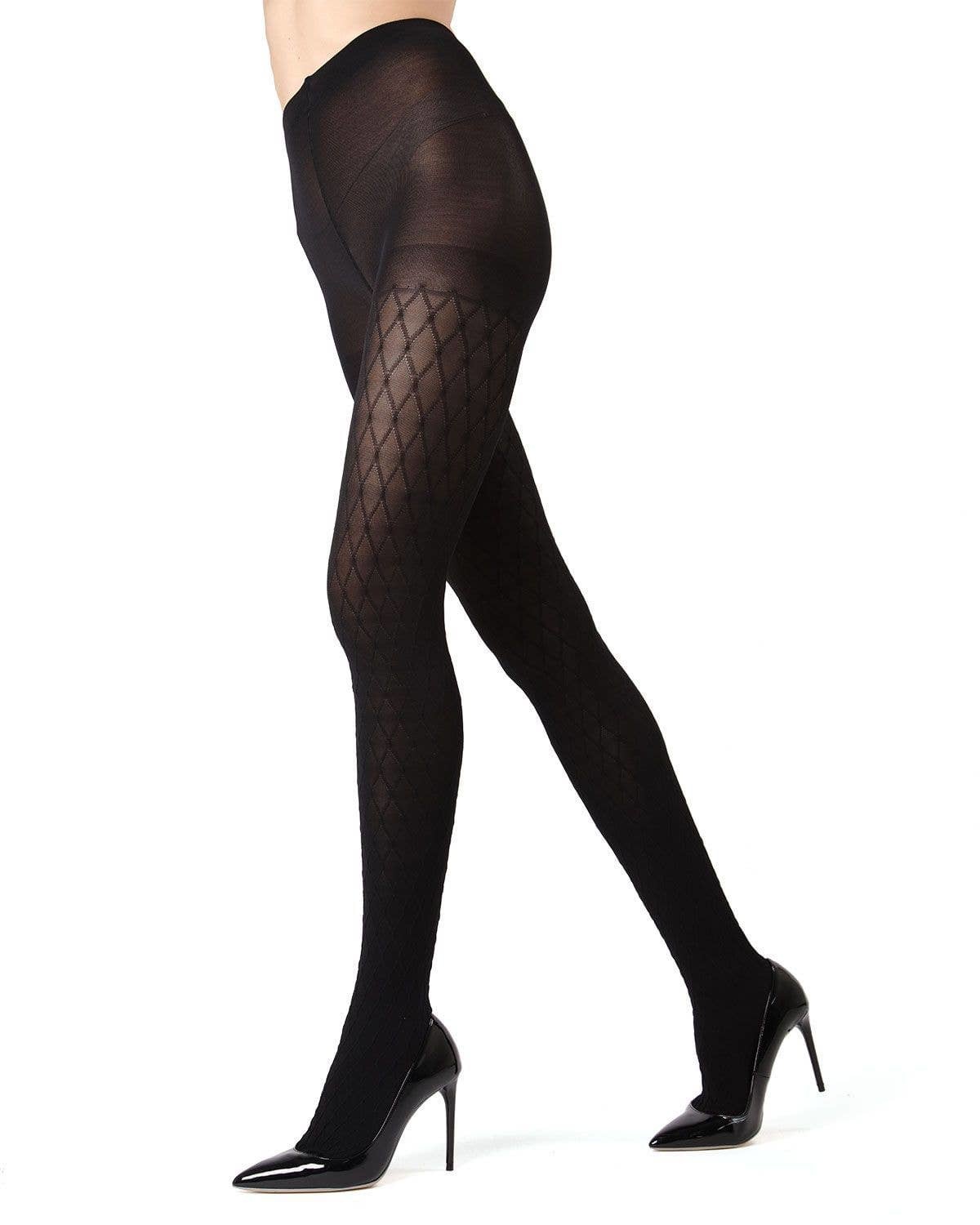 Extravagant Diamond Tights Black Opaque - For The Love of Shoes NY