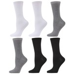 MeMoi Rib/Flatknit/Texture Soft-Fit Crew Socks 6-Pack by MeMoi