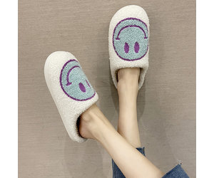 Smile Slippers, Women's Pink Smiley Face Slip-on