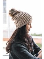 Textured Knit Pom Beanie Unlined