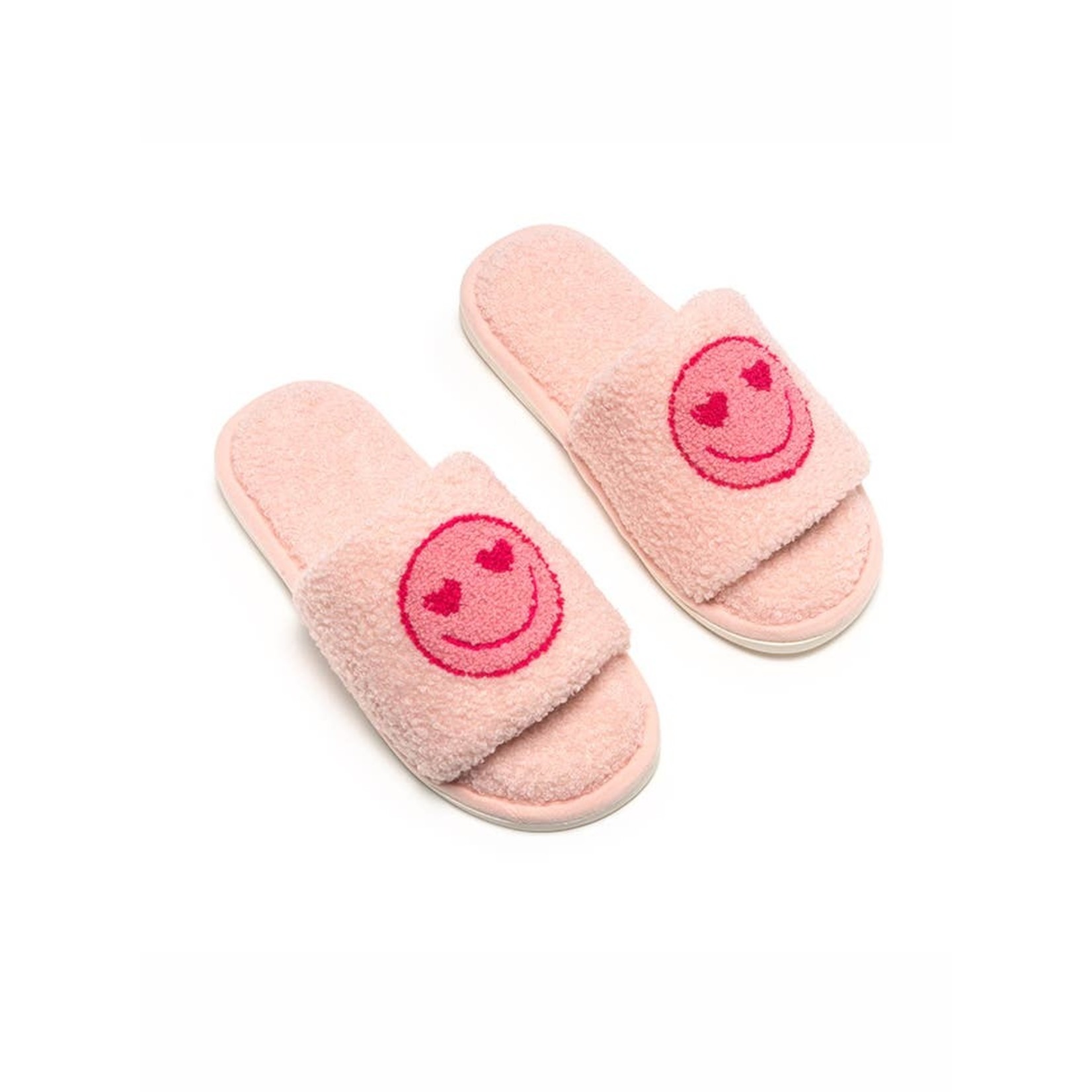 Living Royal Pink Happy Face Valentine Slide Slipper by Living Royal