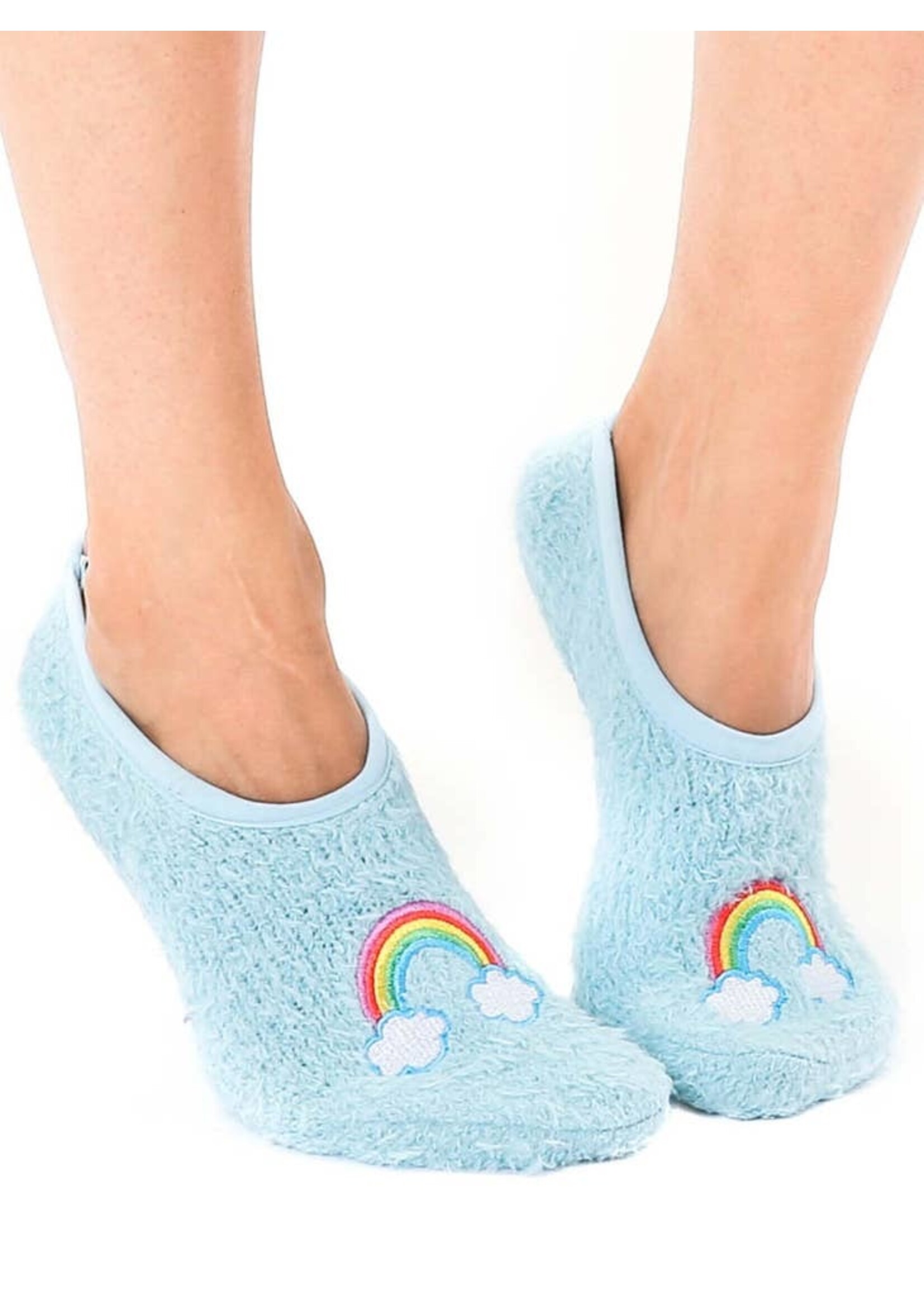 Fuzzy Rainbow Slipper Socks with Bottom Grips - For The Love of Shoes NY