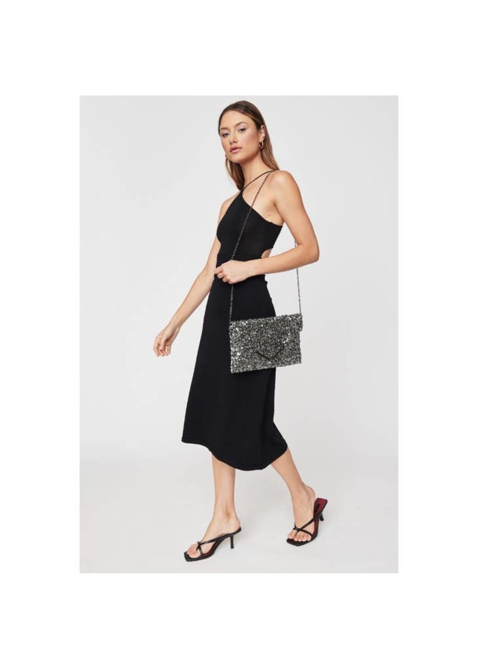 Urban Expressions Ritz Pewter Sequins Envelope Clutch by Urban Expressions