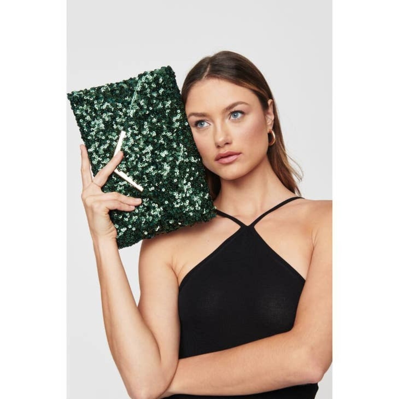 Urban Expressions Ritz Emerald Sequins Envelope Clutch by Urban Expressions
