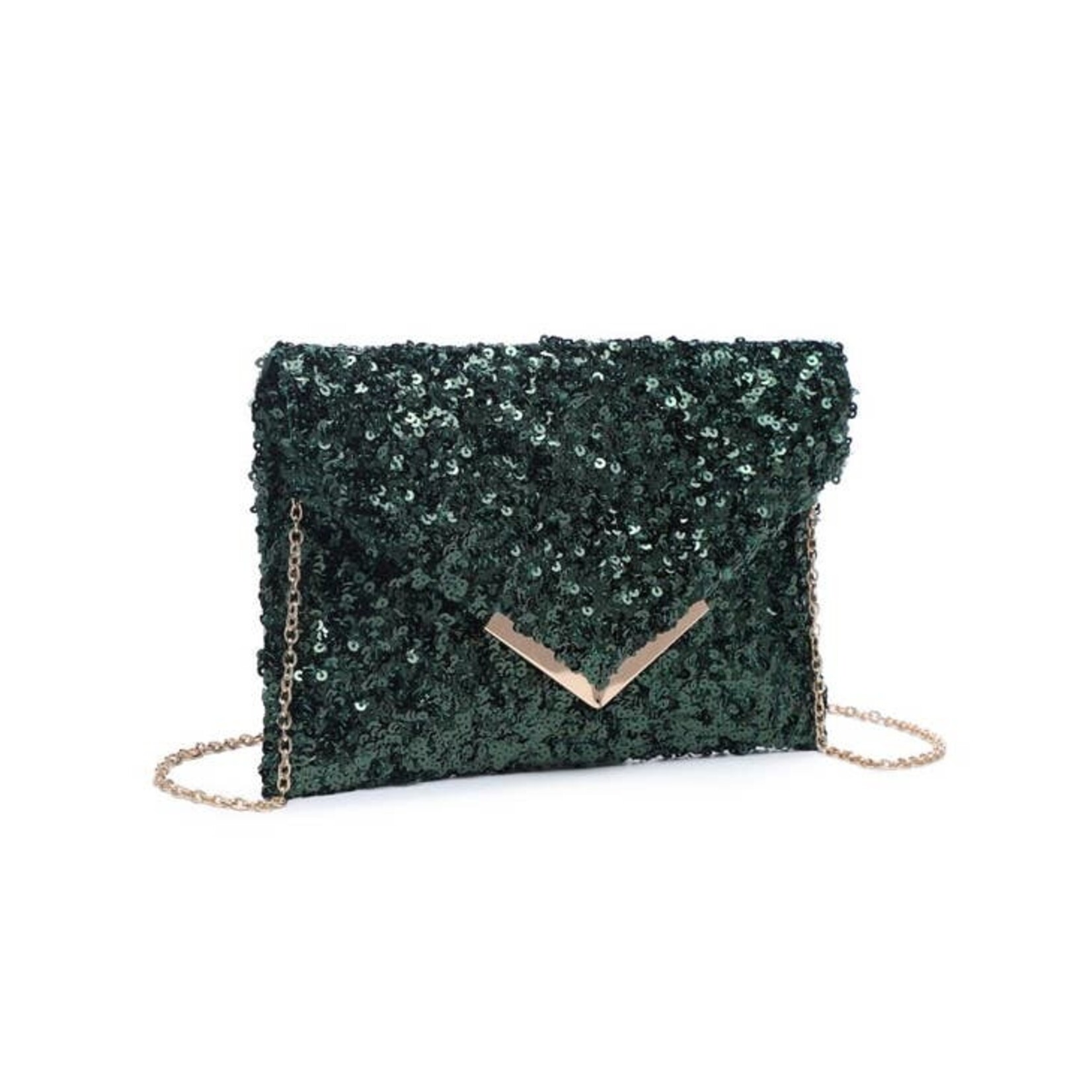 Urban Expressions Ritz Emerald Sequins Envelope Clutch by Urban Expressions