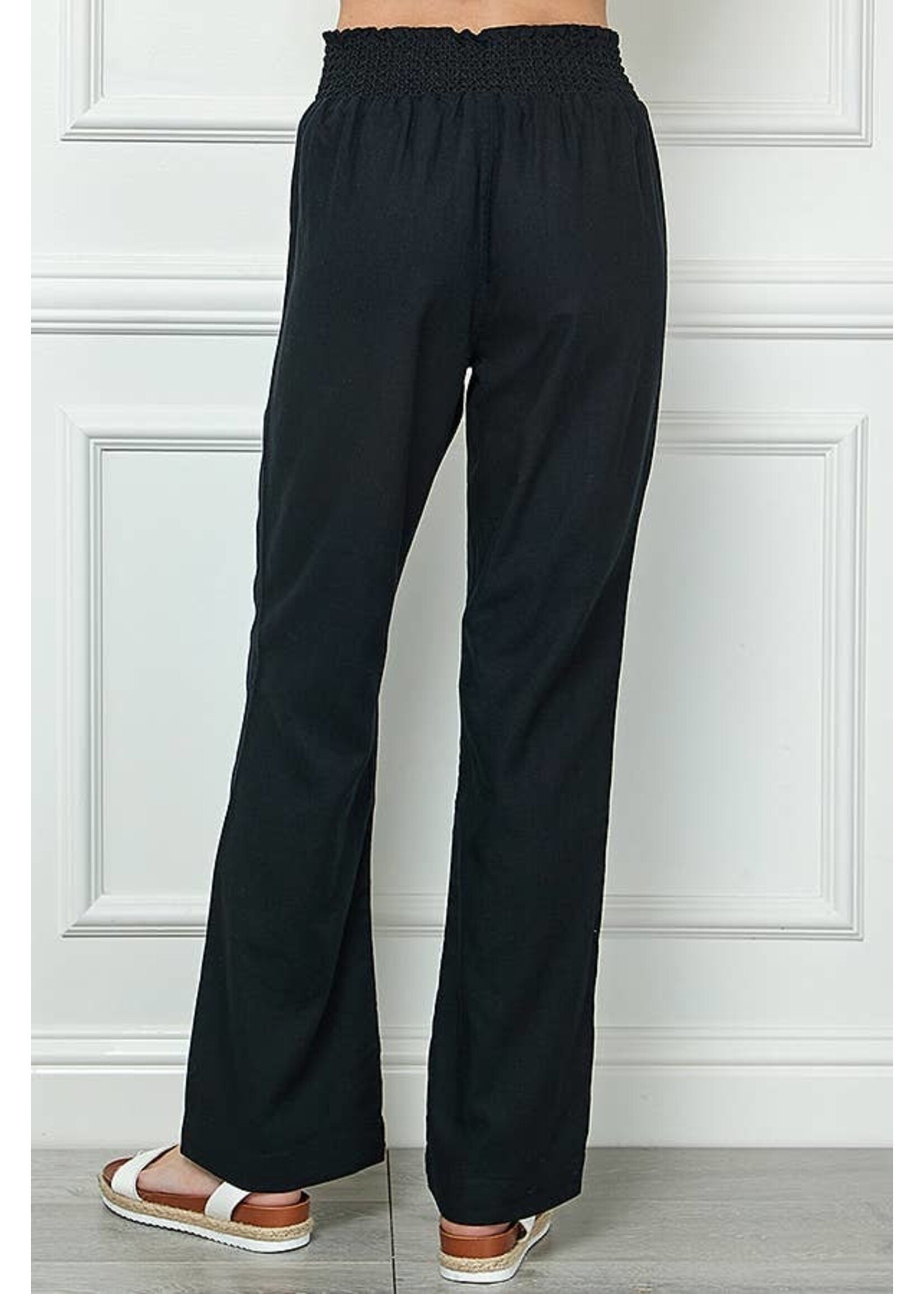 Wide Cut Pull On Linen Pants with Elastic Waistband - For The Love of Shoes  NY