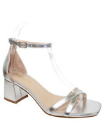 Edna  Metallic Silver Strappy 2" Block Heel