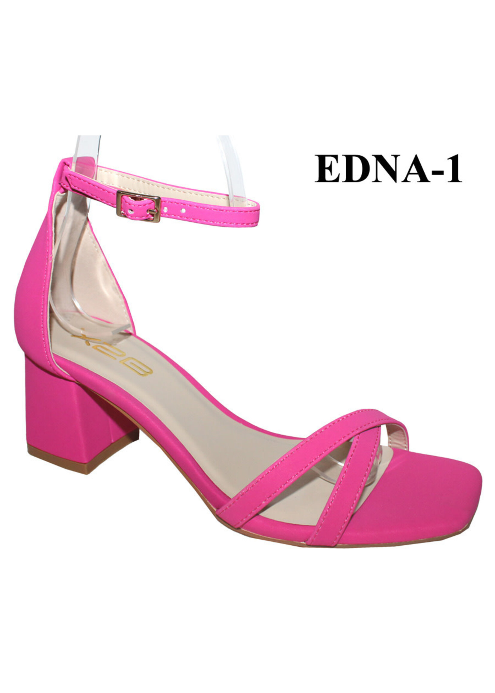 Edna Hot Pink Strappy 2" Block Heel Ladies