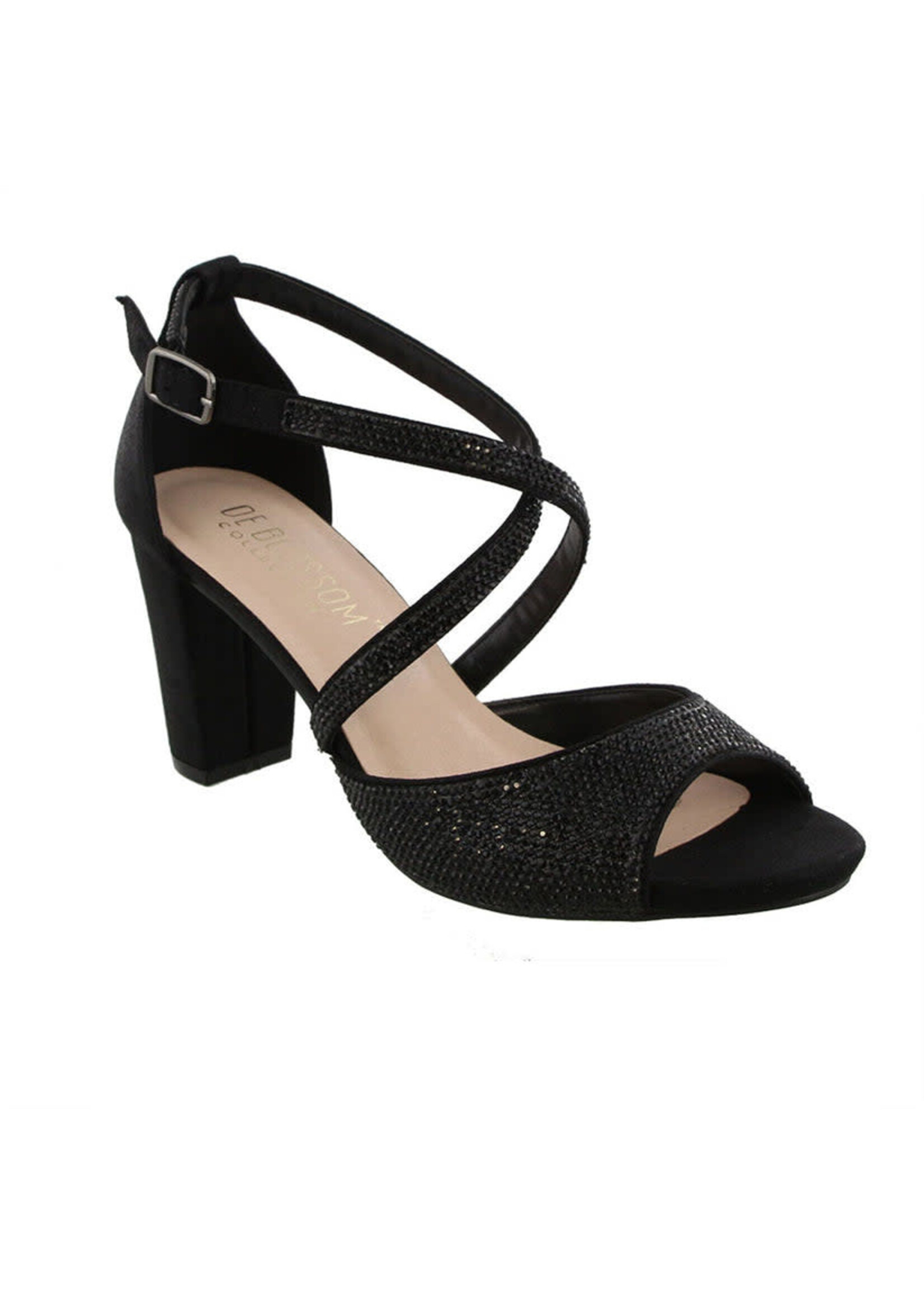 Blossom Nicky Black Shimmer 2.75"  Peep Toe by Blossom