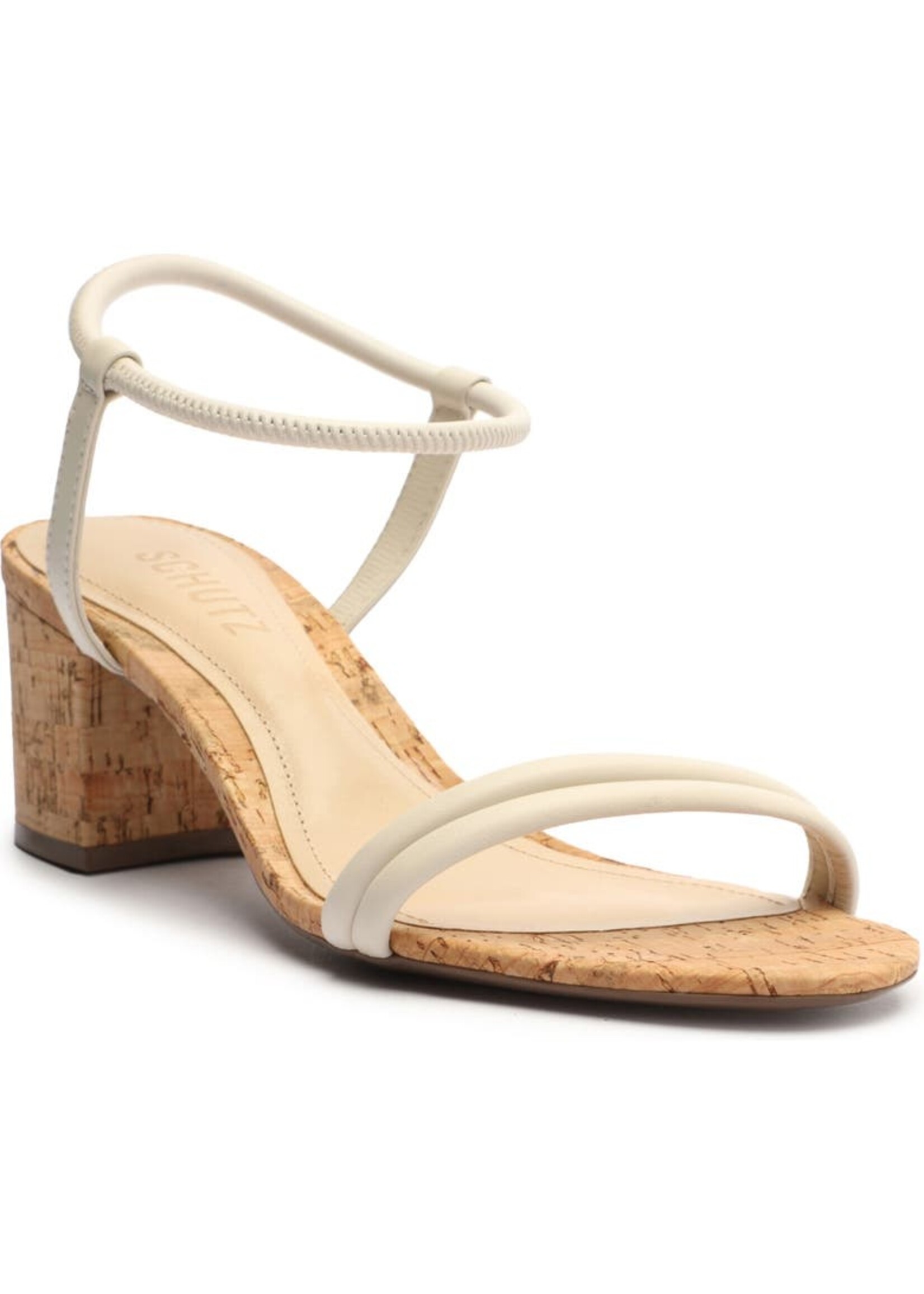 Schutz Giminez Mid Leather Sandal in Pearl by Schutz