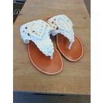 Mia Shoes Vivian Crochet Thong in Off White By Mia Footwear