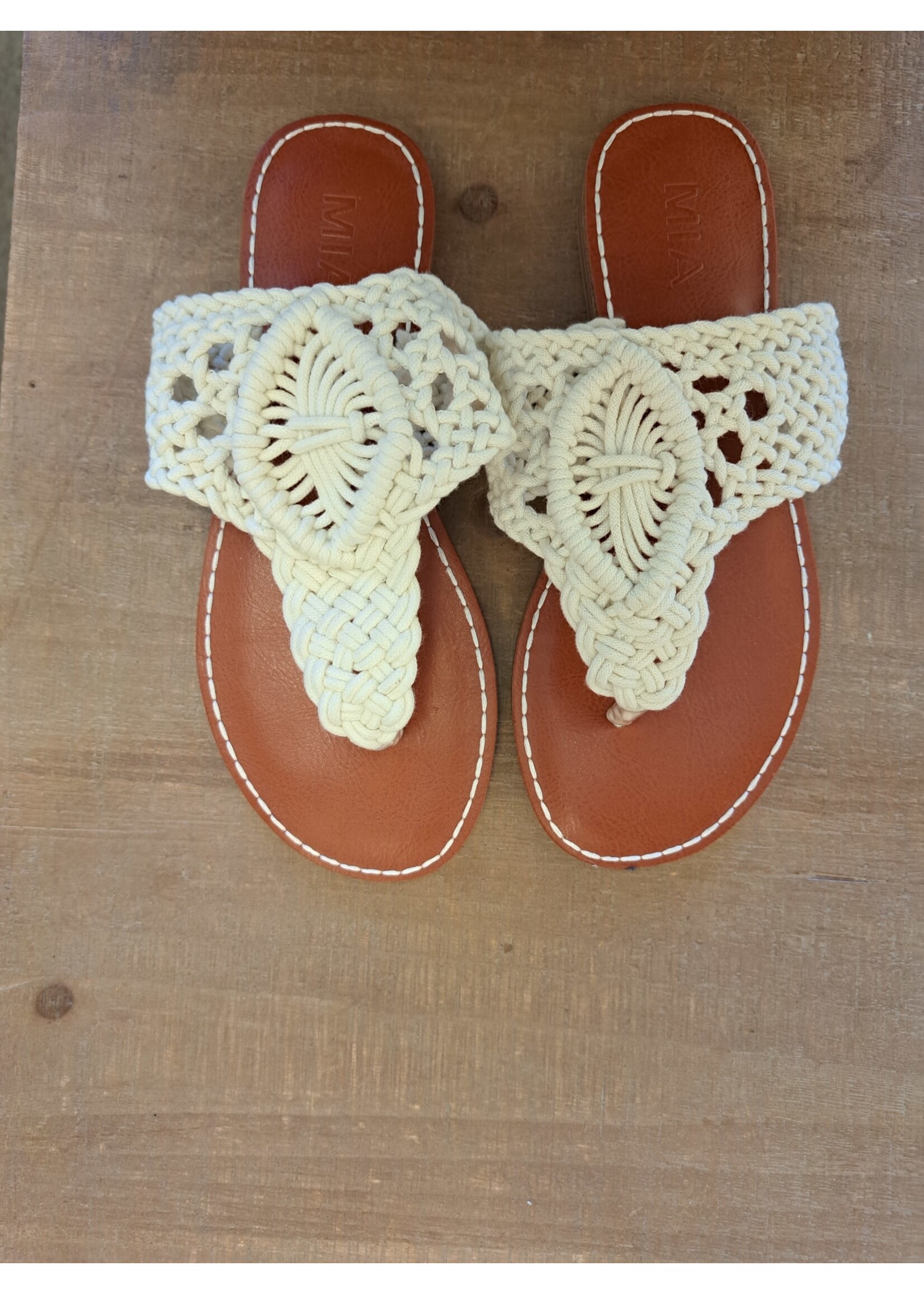 Mia Shoes Vivian Crochet Thong in Off White  By Mia Footwear Size 8 & 8.5 Only Final Sale