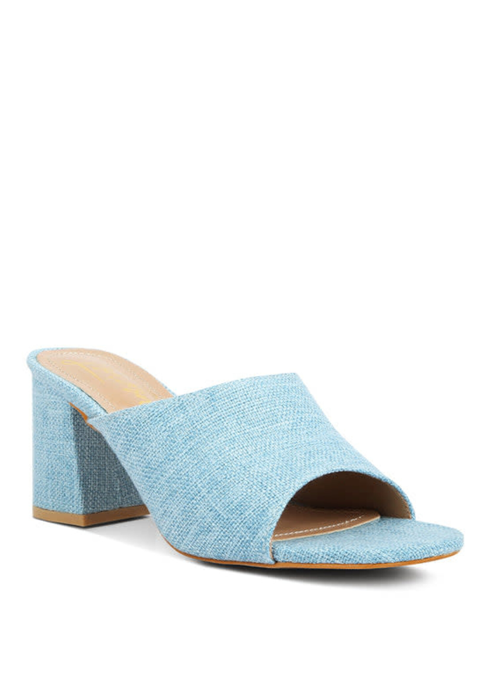 Addie 3" Block Heel Slide in Denim