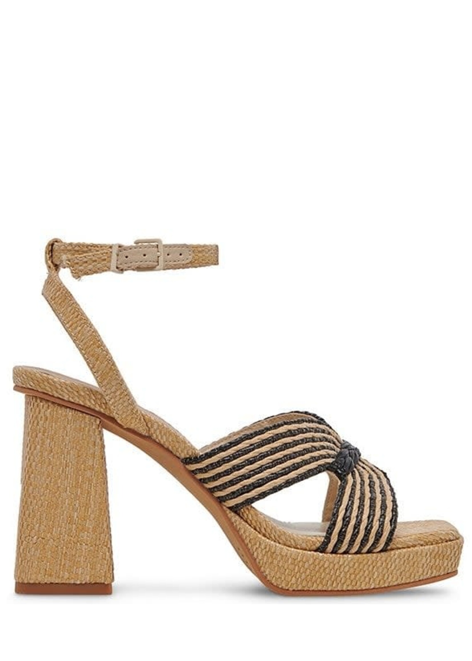 Dolce Vita Aries Raffia Black and Natural Sandal by Dolce Vita