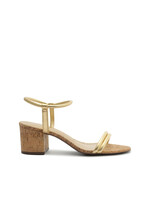 Schutz Giminez Mid Leather Sandal in Gold by Schutz Final Sale