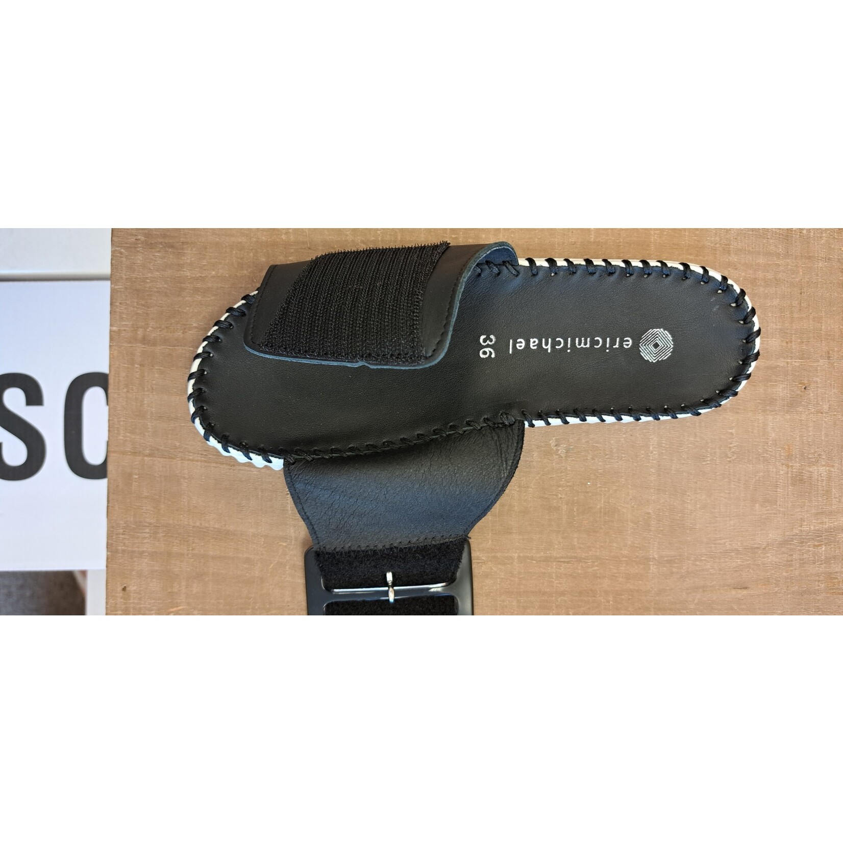 Eric Michael Darla Adjustable Sandal in Black Leather Eric Michael