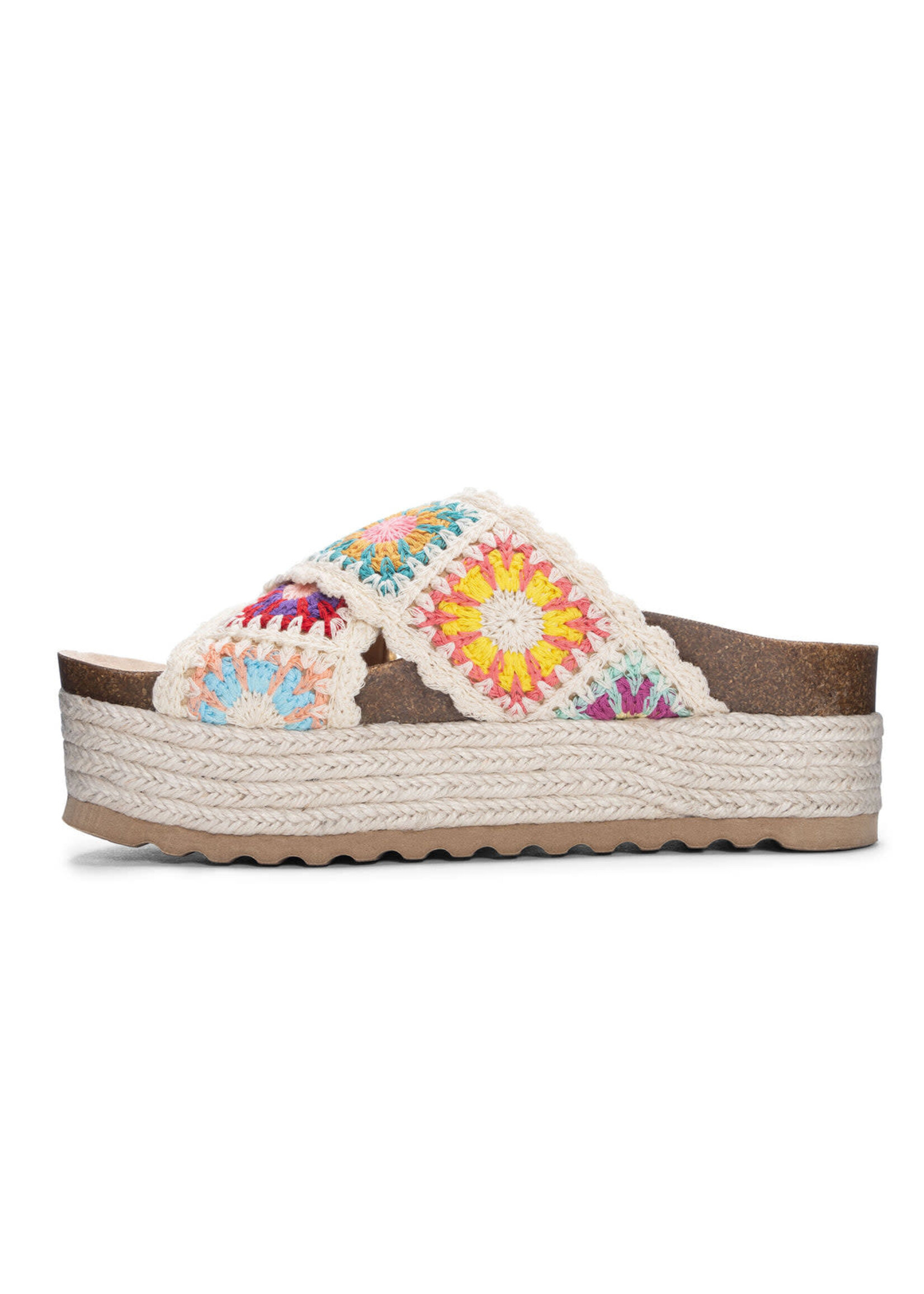 Chinese Laundry Plays in Natural Crochet Slides by Chinese Laundry Final Sale Blowout
