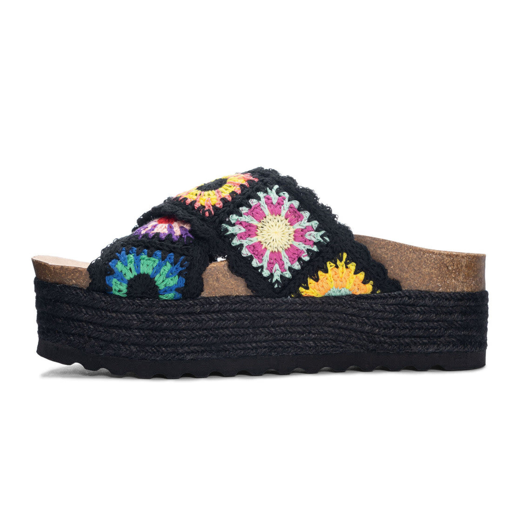 Chinese Laundry Plays in Black Crochet Slides by Chinese Laundry