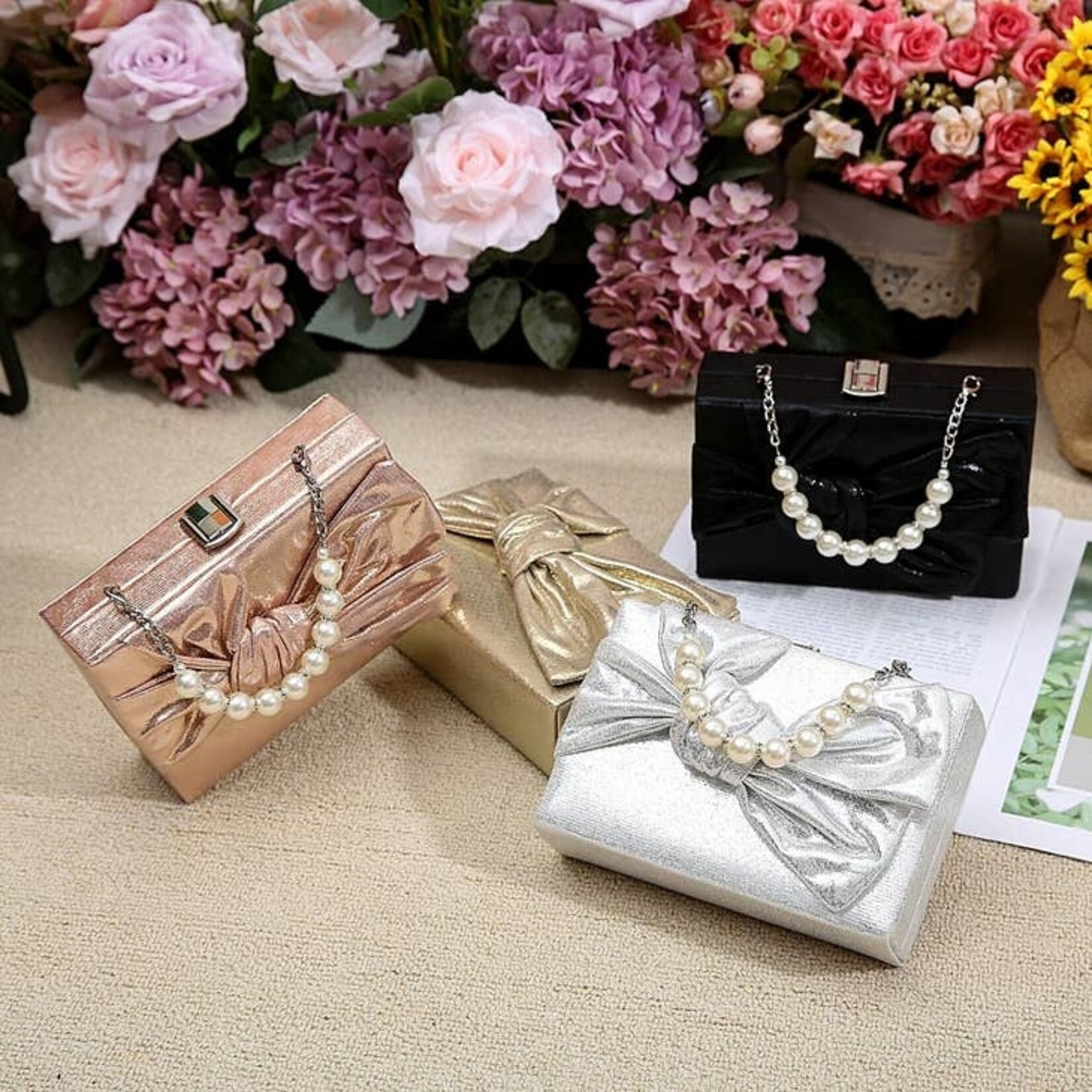 Big Bow Clutch with Optional Pearl Strap