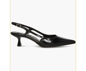 Steviee Black and Beige Pointed-Toe Slingback Pumps